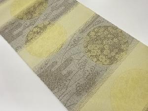 横縞に古典柄・秋草花丸文模様織出し袋帯